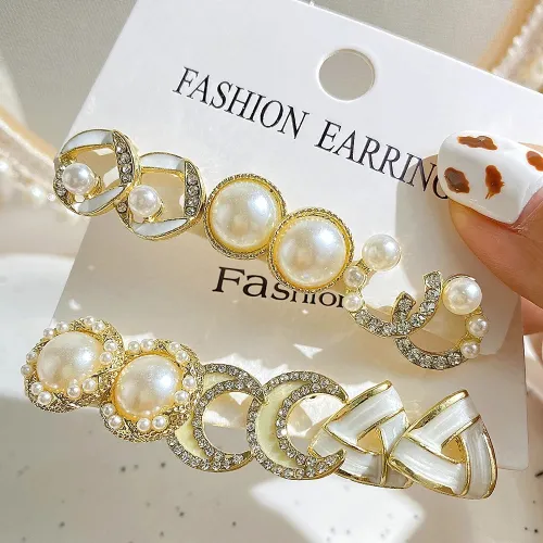 Bow Fish Tail Pearl Moon Earrings set (3 pairs)